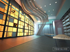 展厅设计布局-发光弧形展墙